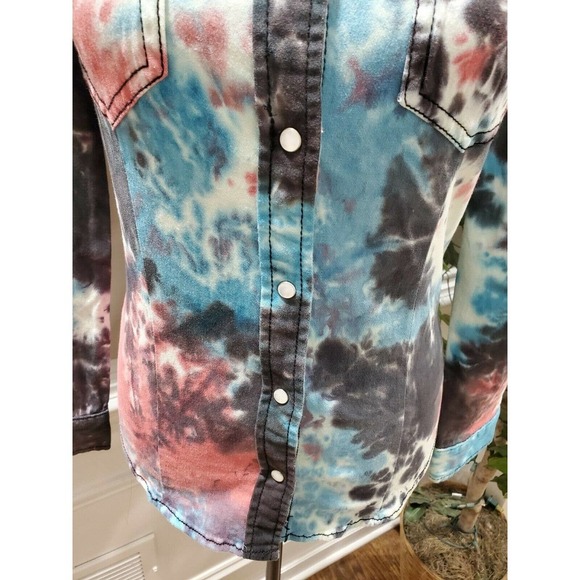 Monkey Ride Jeans Women's Multicolor Cotton Long Sleeve Collared Casual Jacket M - Picture 4 of 12